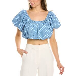 Kerrick Womens  Cropped Bubble Top, Blue